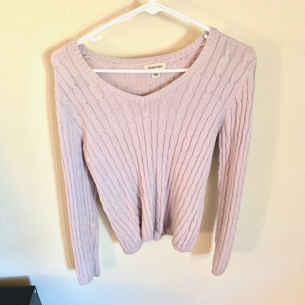 💜St. John's Bay Small Lavender Cable Knit Sweater